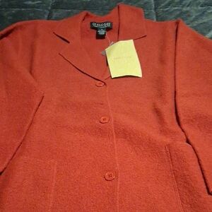 Dialogue Women's Orange-Red Button Front Blazer Jacket